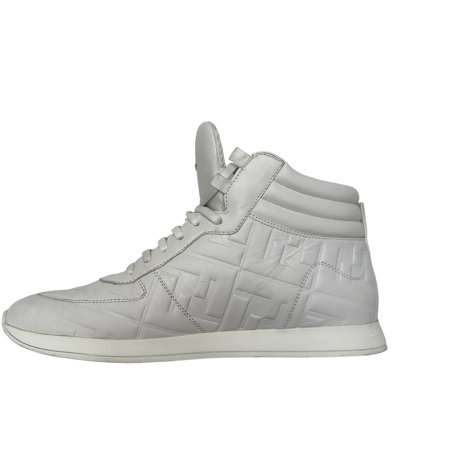 White Leather High Top Sneakers - 10