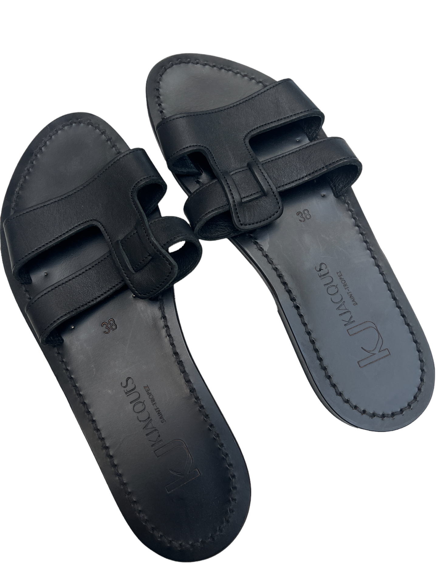 Black Leather Sandals - 7