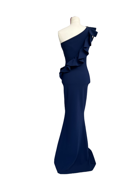 Blue One Shoulder Long Gown - S