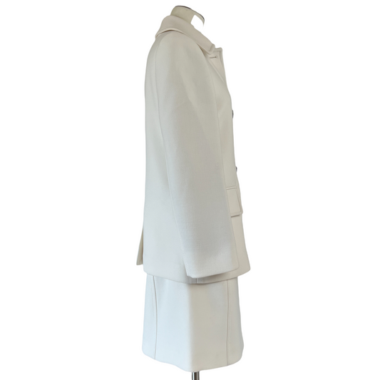 White Wool Jacket and Skirt Set - S