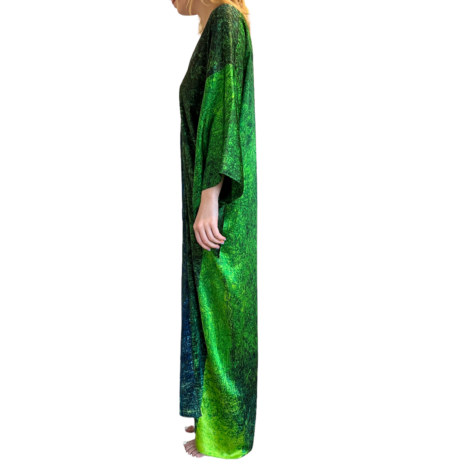 Green & Blue Silk Kimono - S