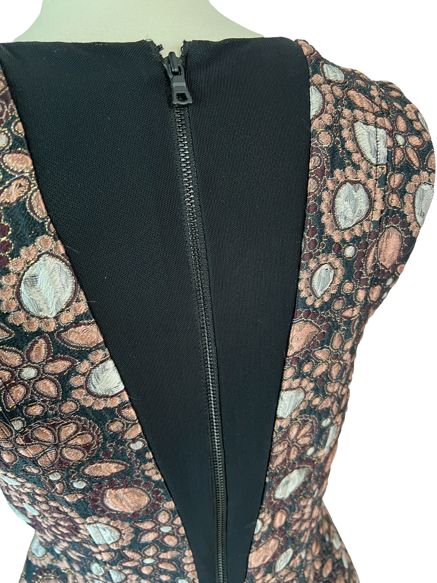Black & Metallic Fabric Dress - 2