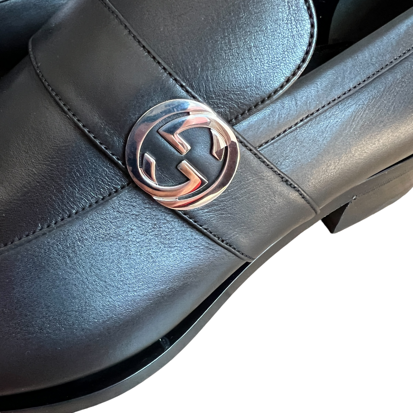 Men's Black Logo Loafers - 10