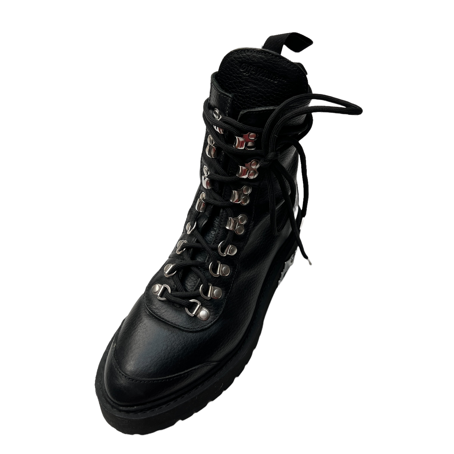 Black Leather Moto Boots - 38