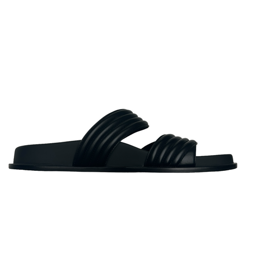 Black Leather Slides - 8