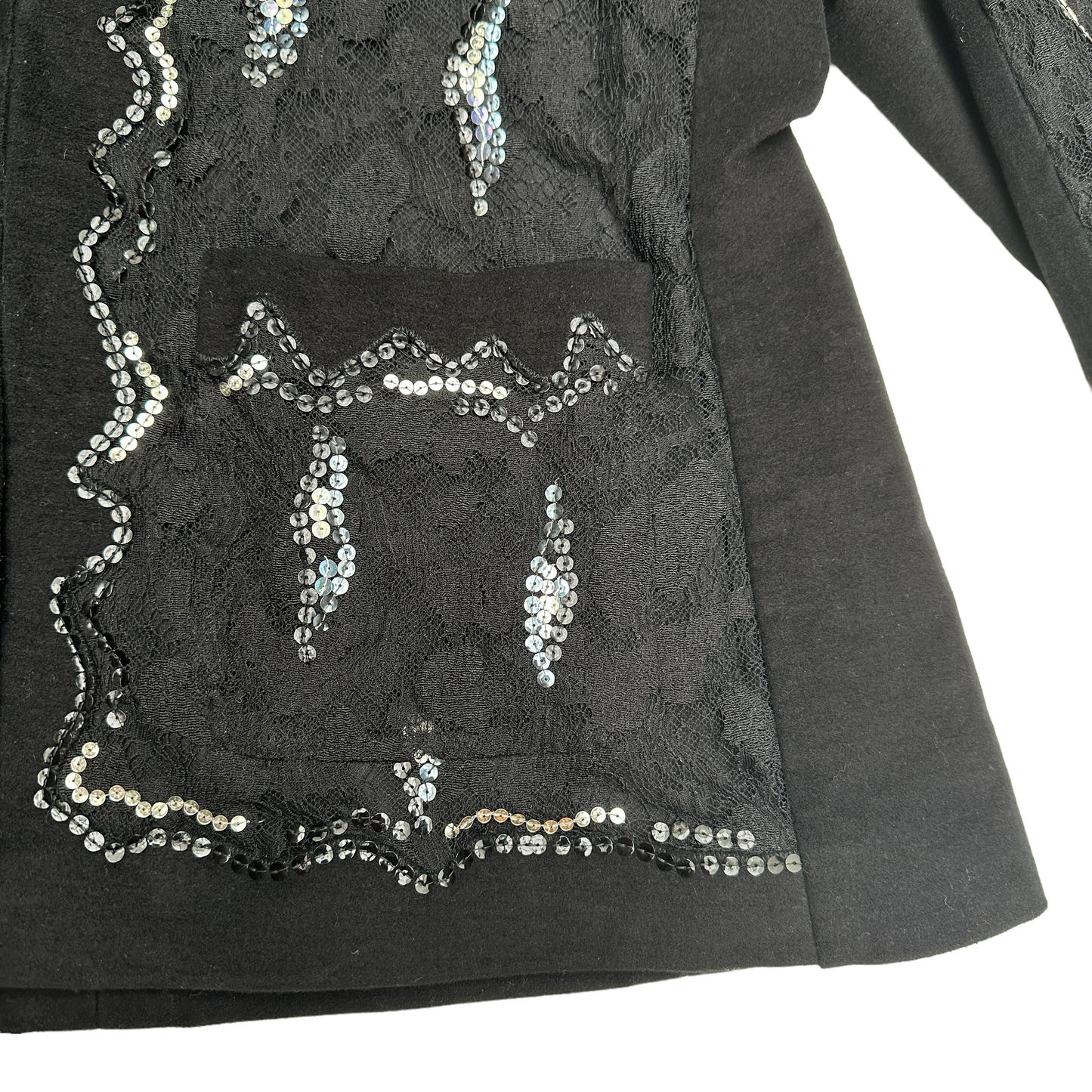 Black Sequins & Lace Blazer - M