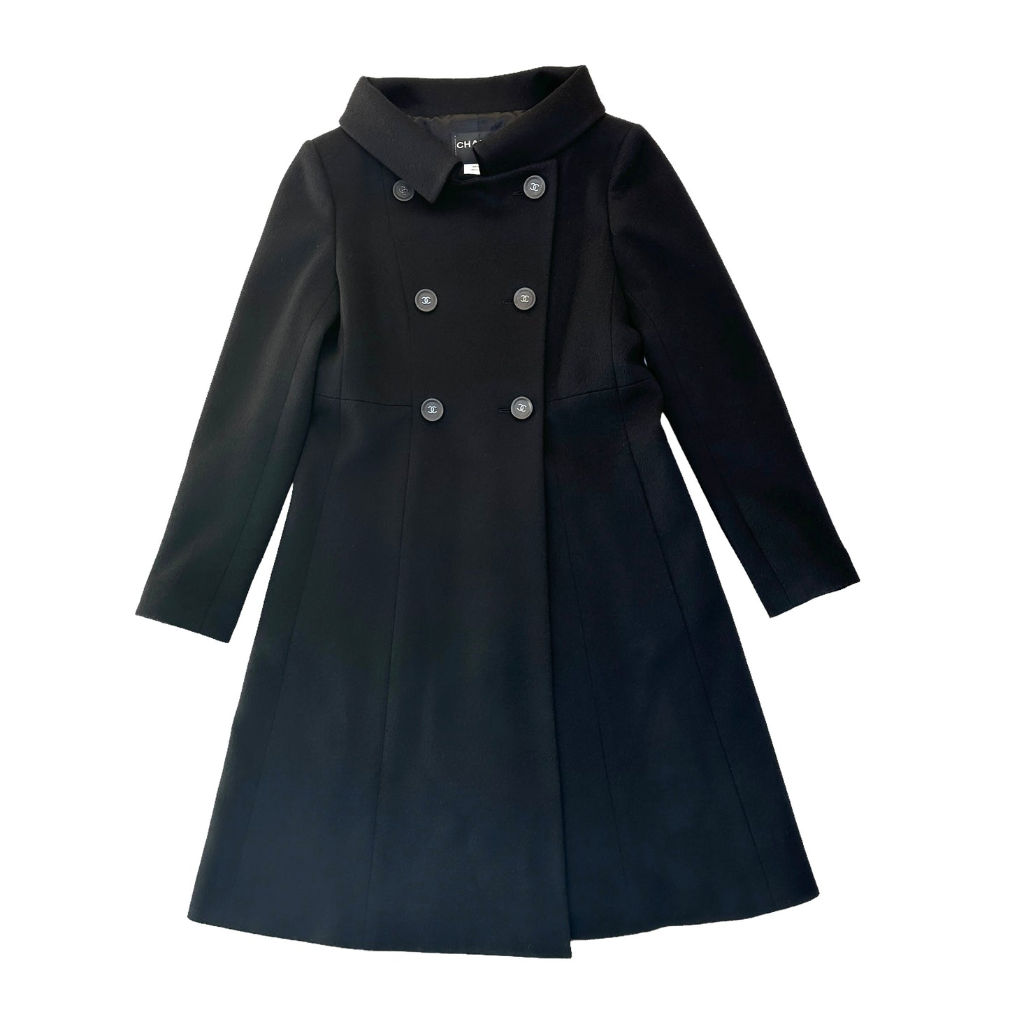 Black Wool Long Coat - M