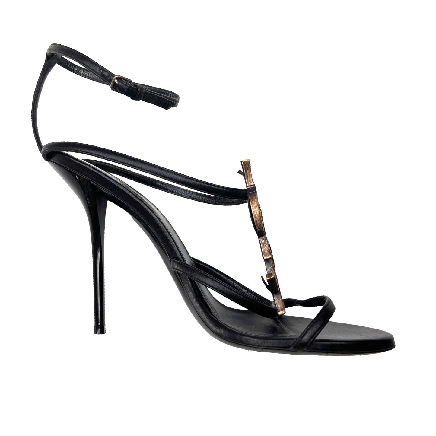 Black YSL Logo Heels - 8