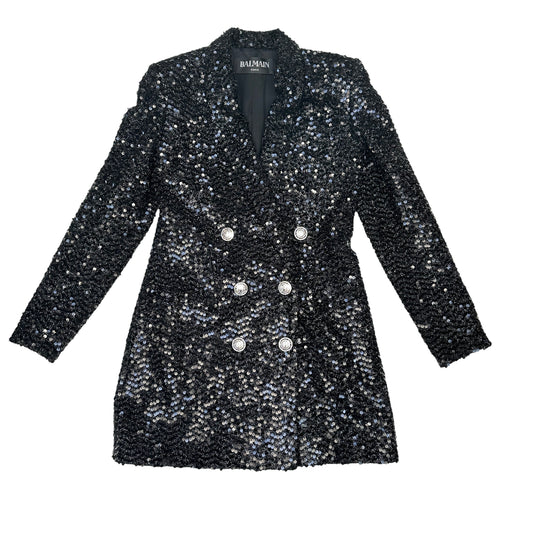 Black Sequins Blazer Dress - S