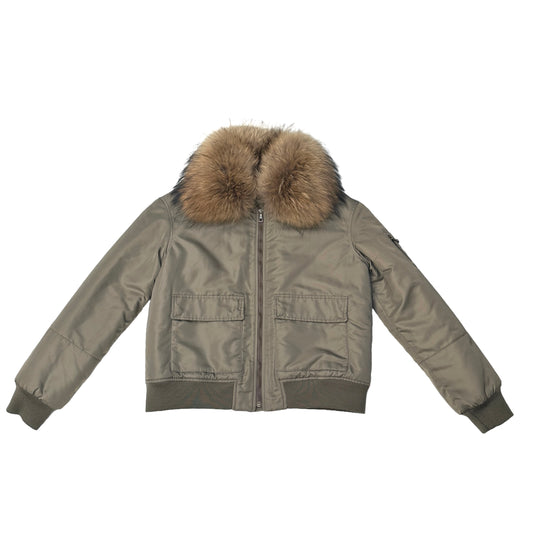Army Kaki Jacket w/Fur - S