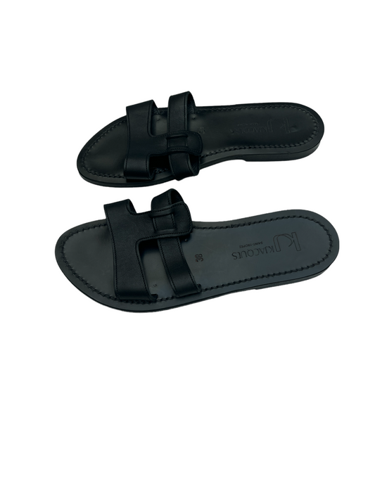 Black Leather Sandals - 7