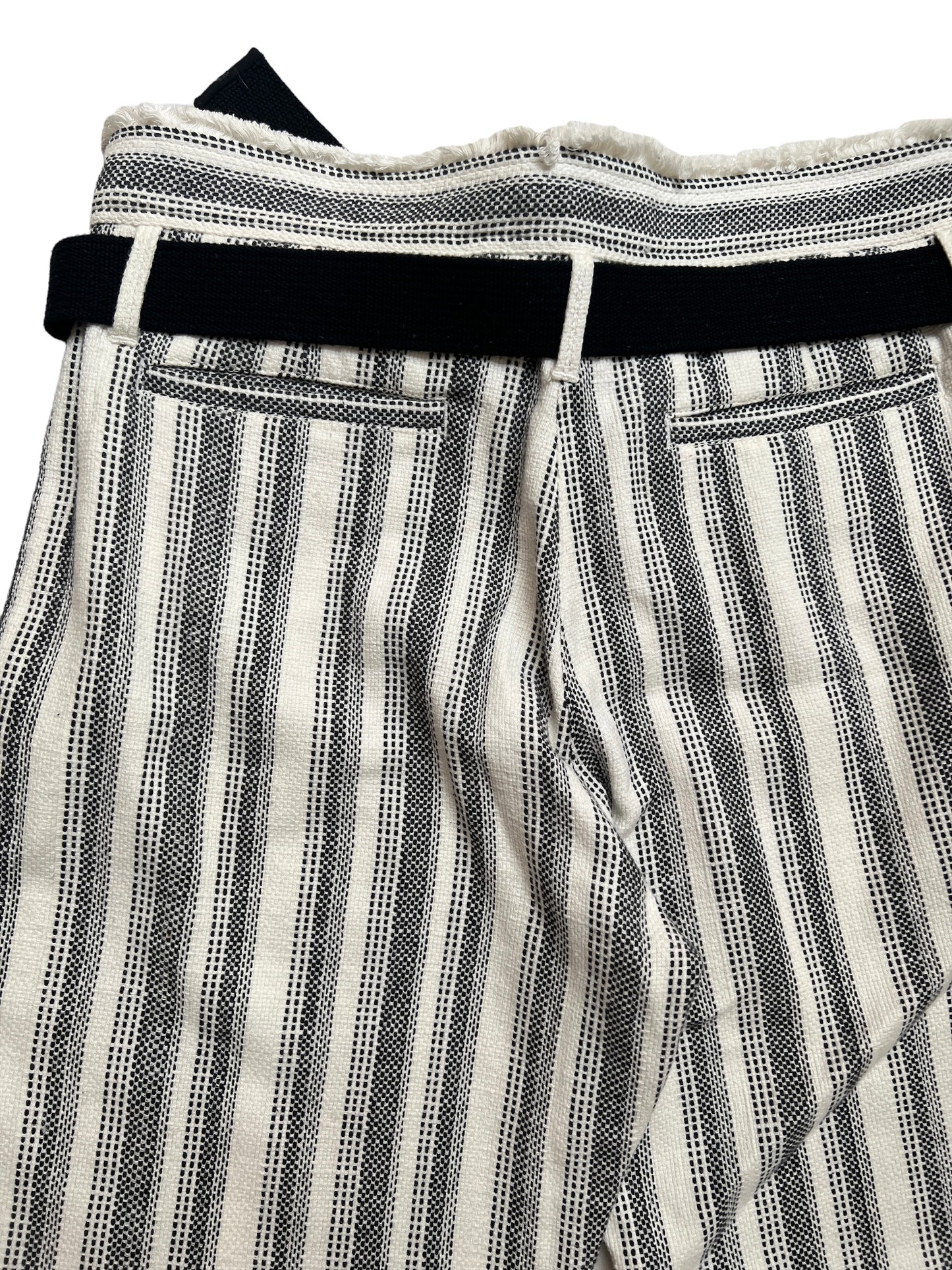 Black & White Cotton Pants with Belt - M