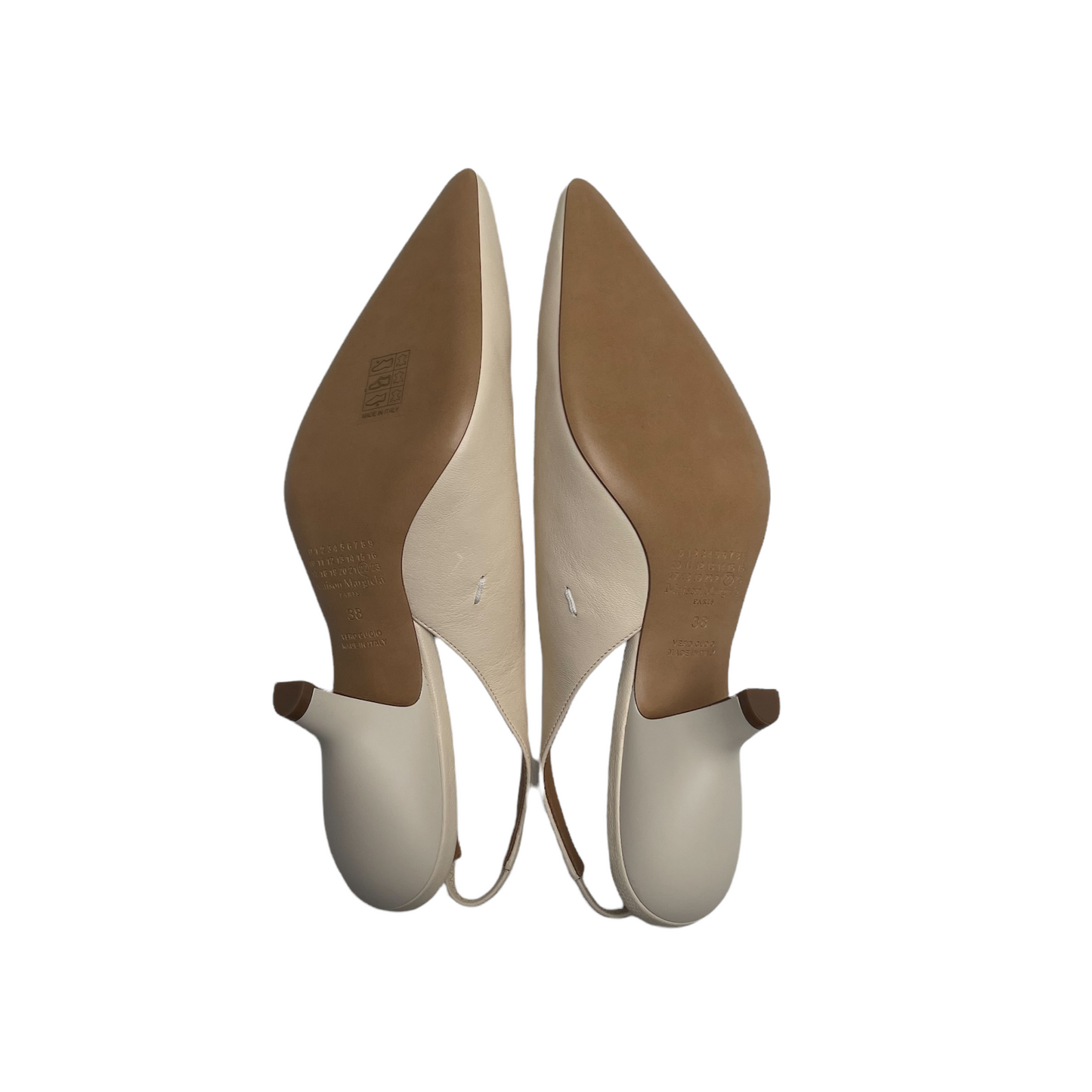Cream Leather Kitten Heels - 7.5