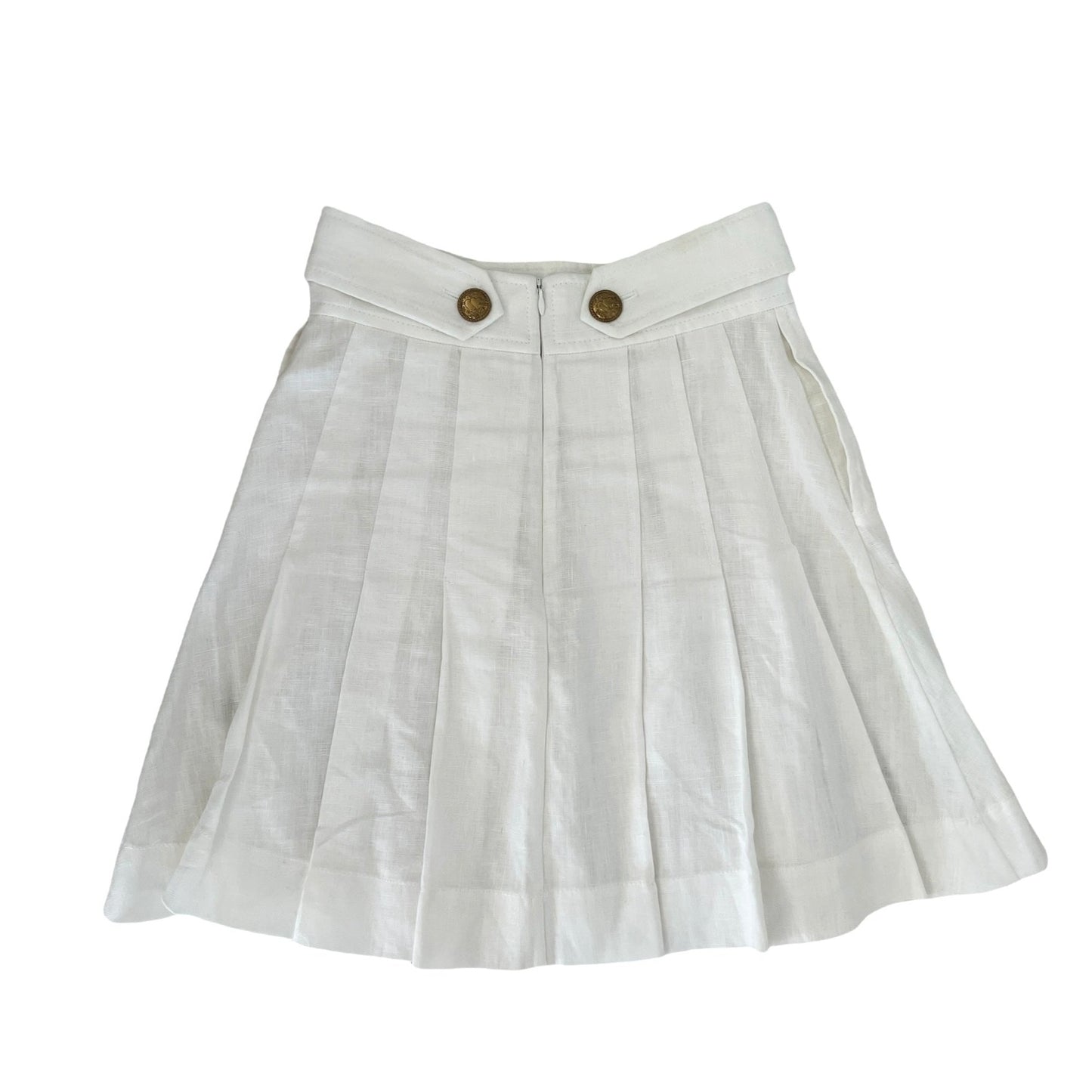 White Pleated Skirt - 0
