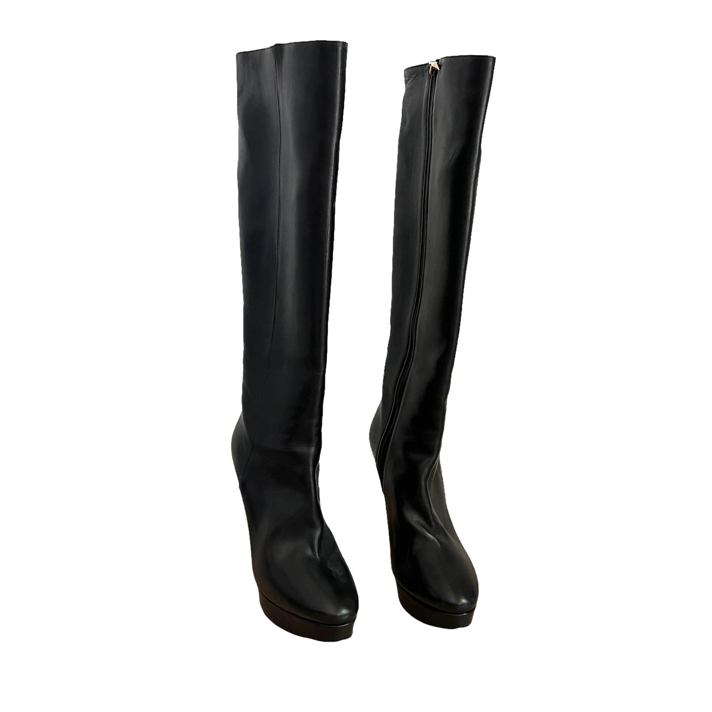 Black Leather Tall Boots - 10.5