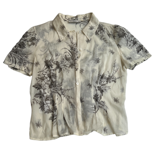 Cream Shirt w/Prints - M