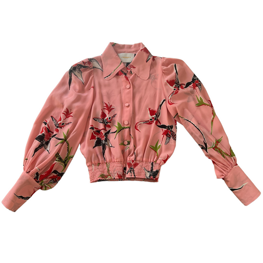 Pink Flower Shirt - XS