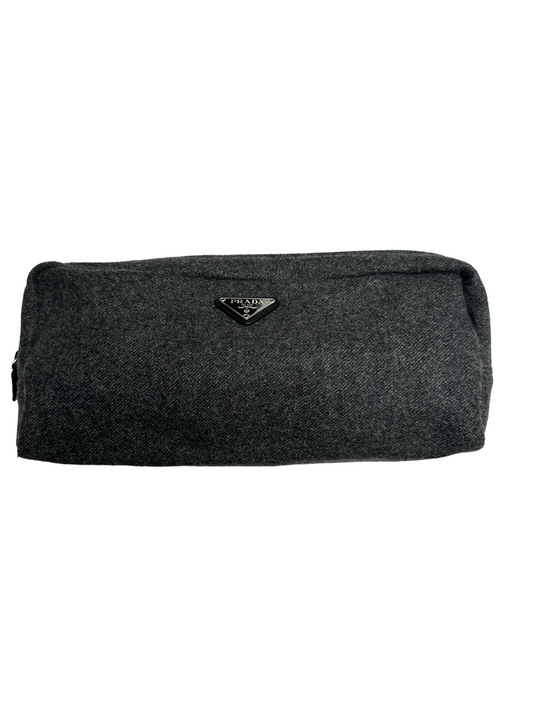 Grey Wool Cosmetic Bag