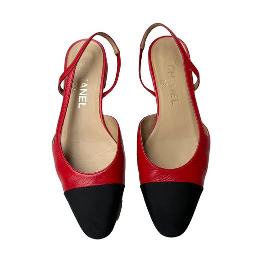 Red Leather Slingbacks - 8