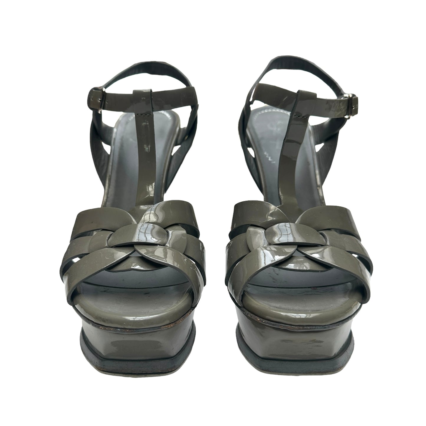 Grey Patent Tribute Heels - 7