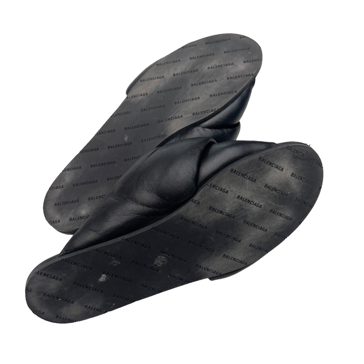 Black Padded Leather Slides - 7.5