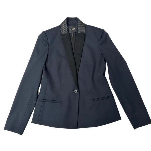 Navy & Black Blazer w/Leather - S