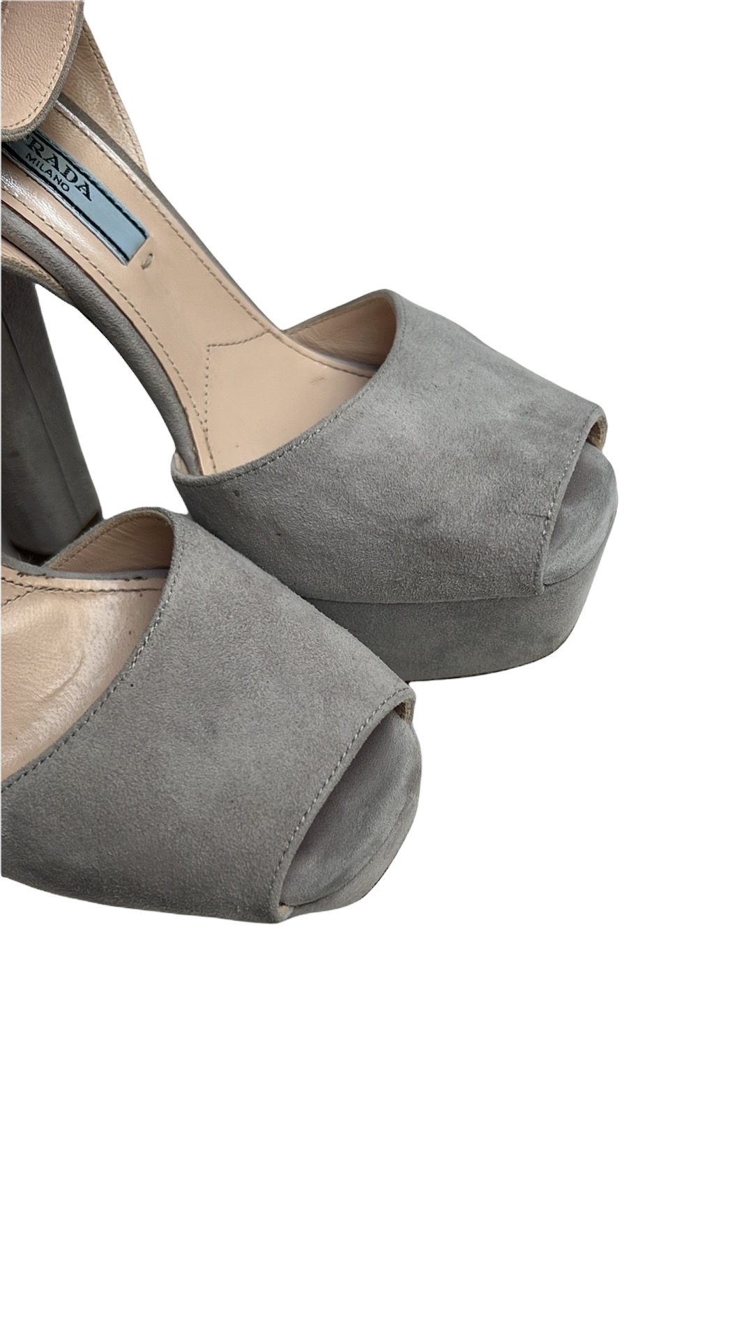 Pearl Grey Suede Platform Heels - 5.5