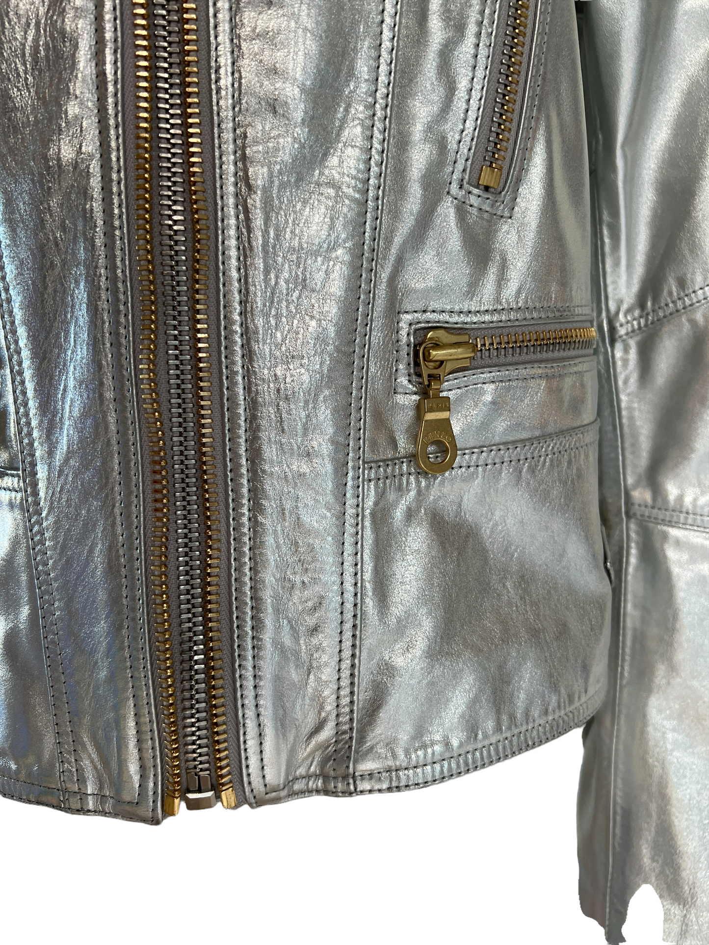 Silver Leather Jacket - S