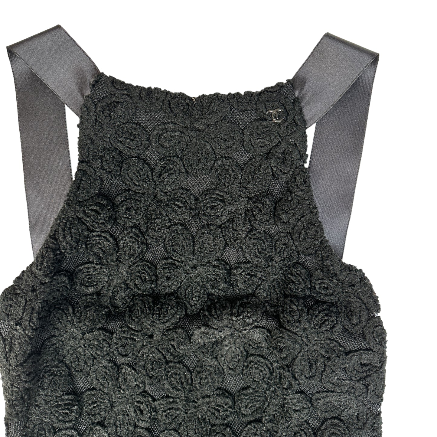 Black Flower Pattern Knit Dress - XS