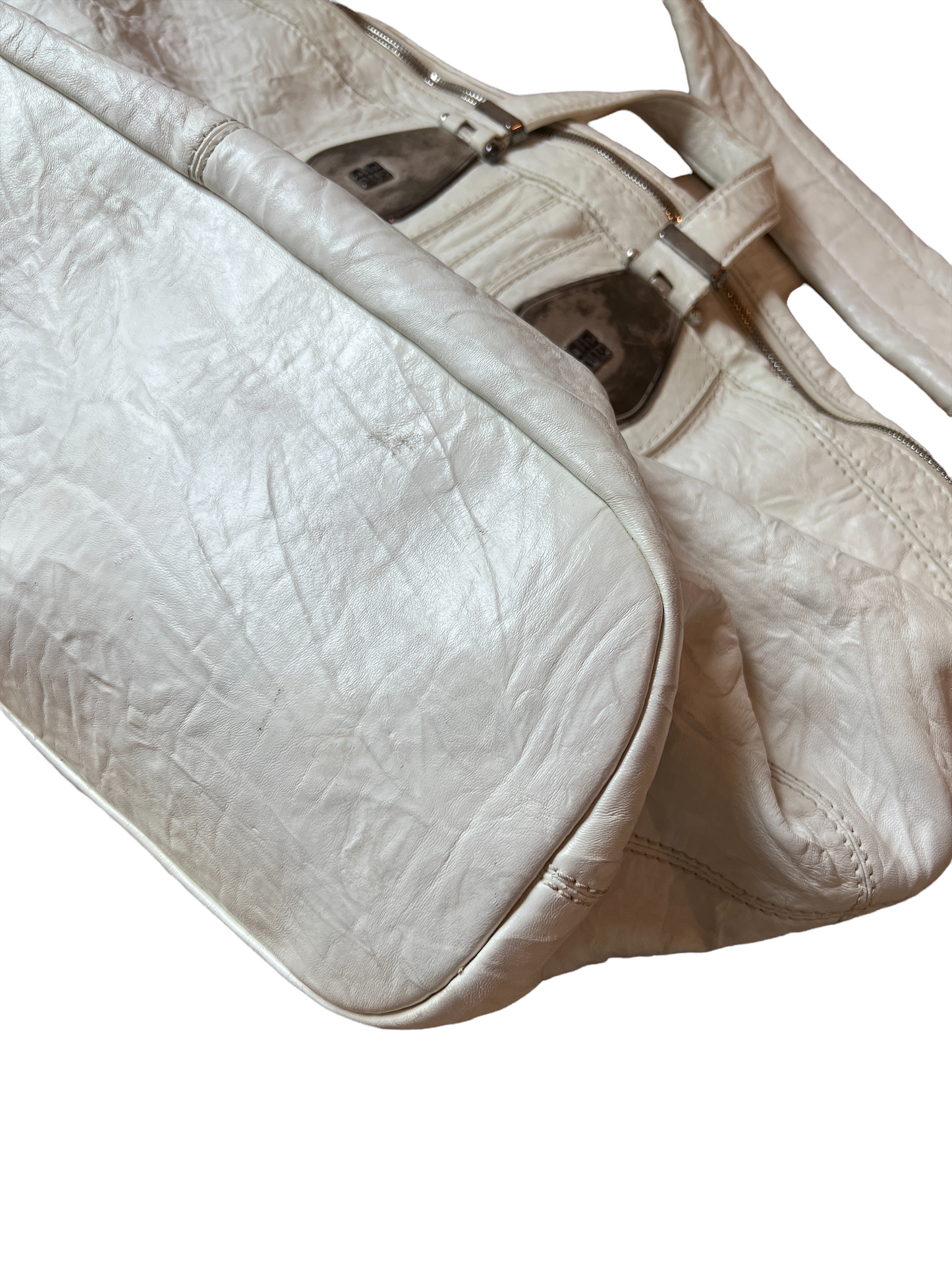 XL White Leather Nightingale Bag