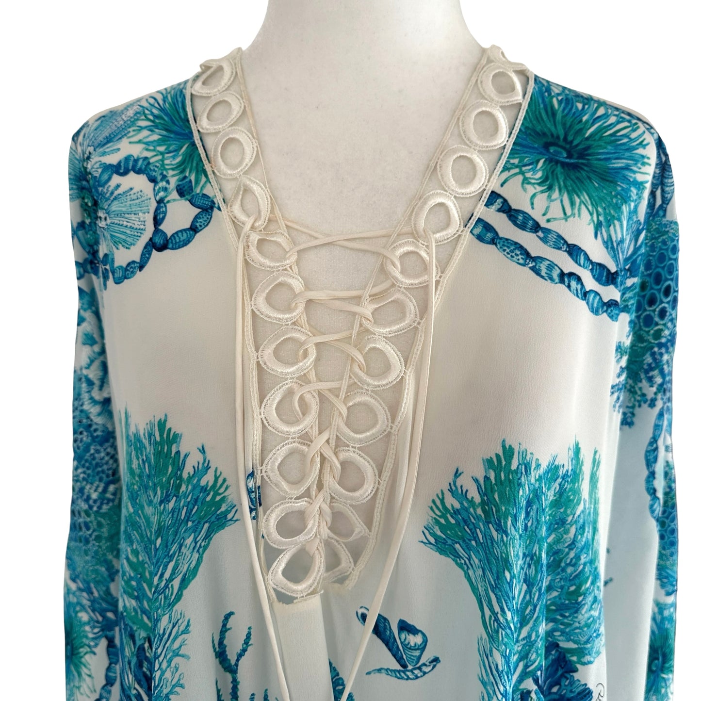 Turquoise & White Kimono - OS