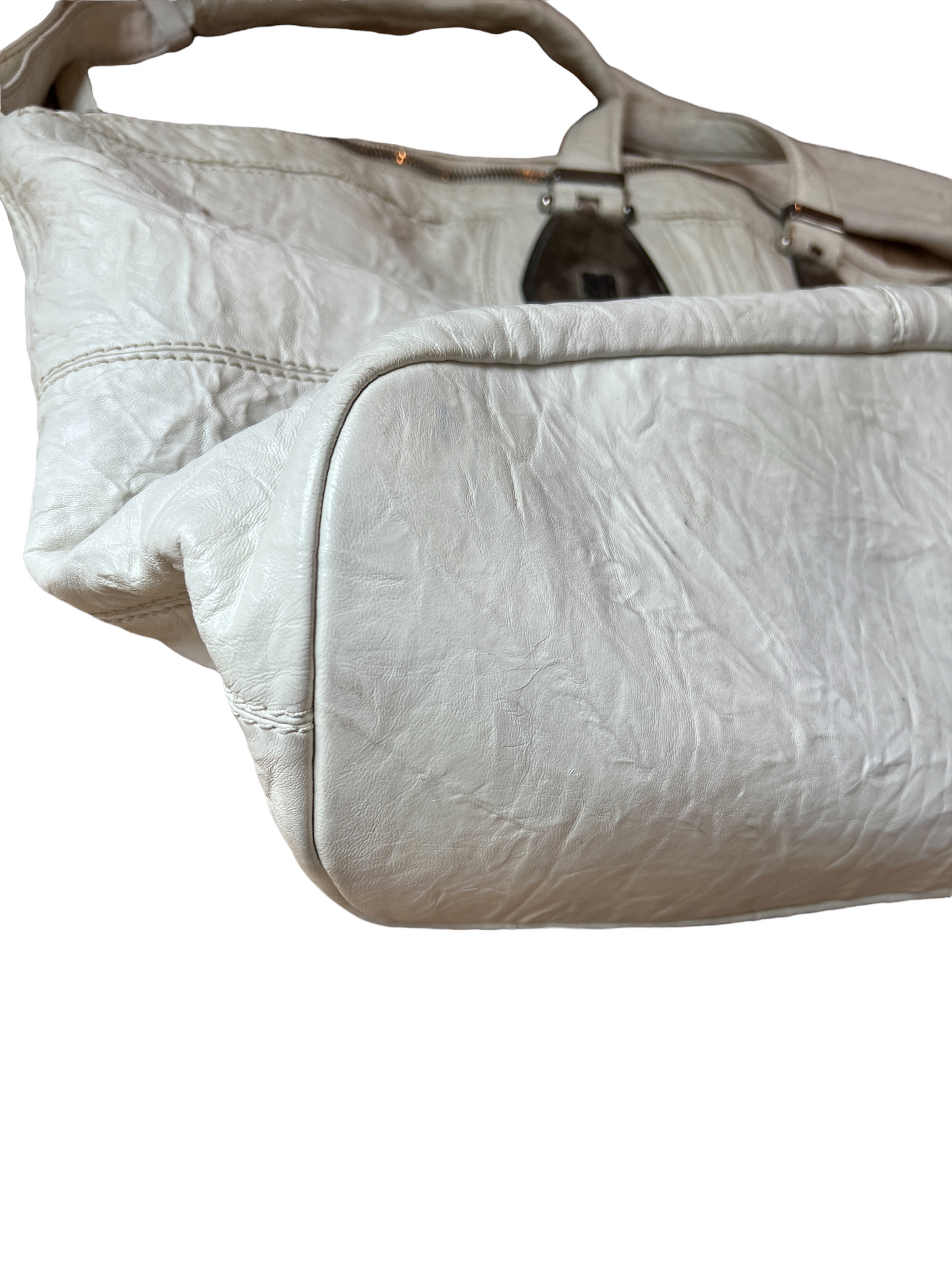 XL White Leather Nightingale Bag