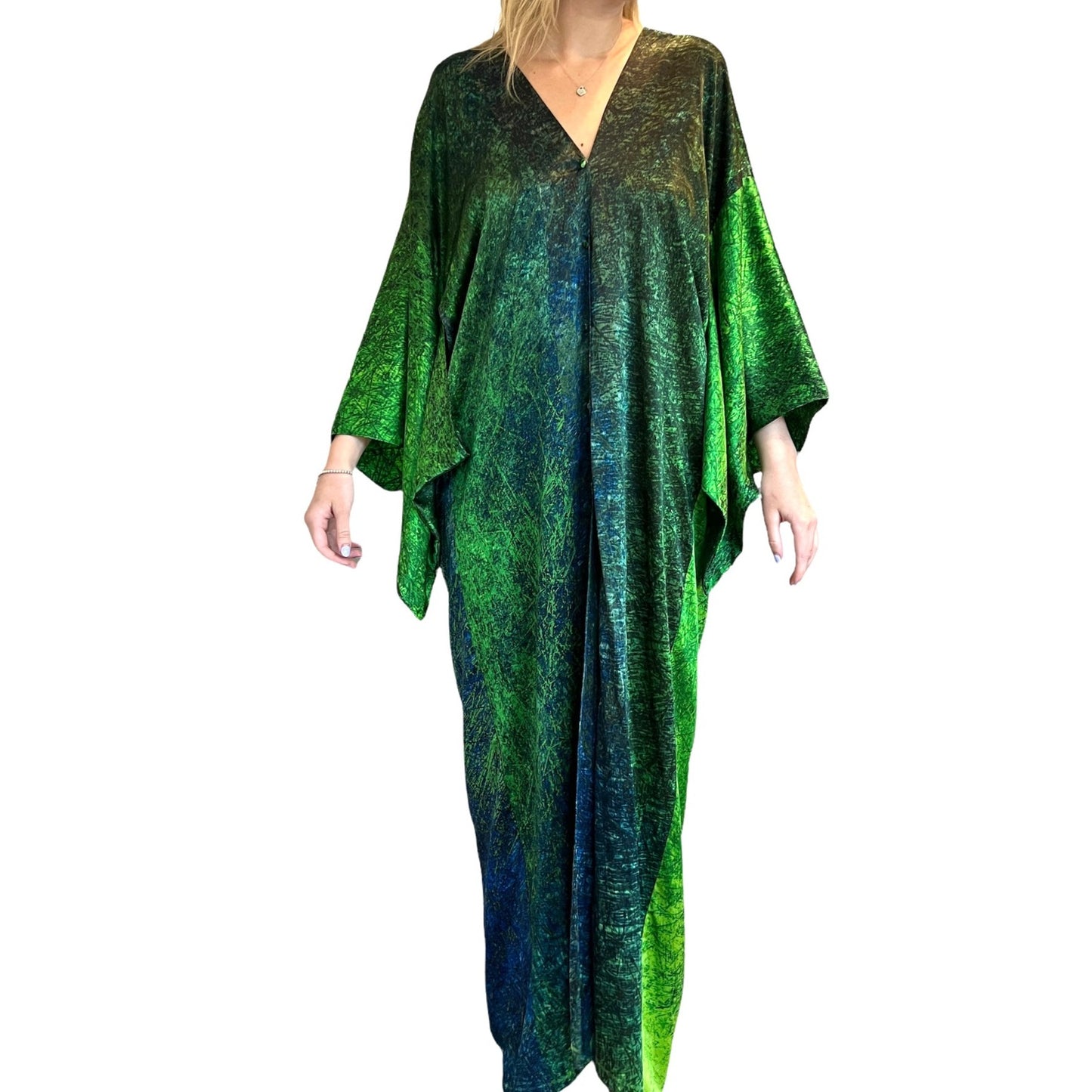 Green & Blue Silk Kimono - S