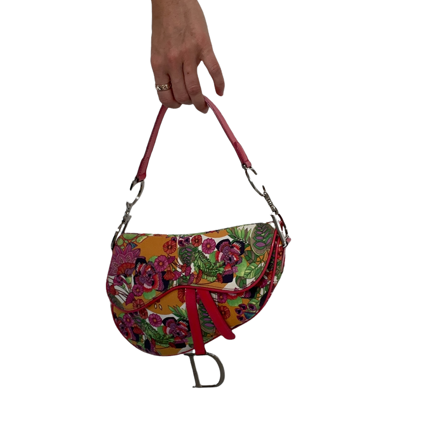 Pink Floral Saddle Bag