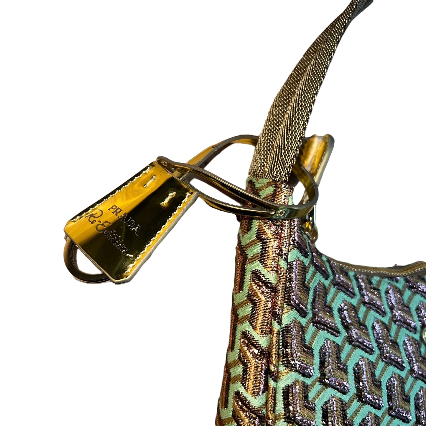 Reedition Green and Gold Lurex Bag