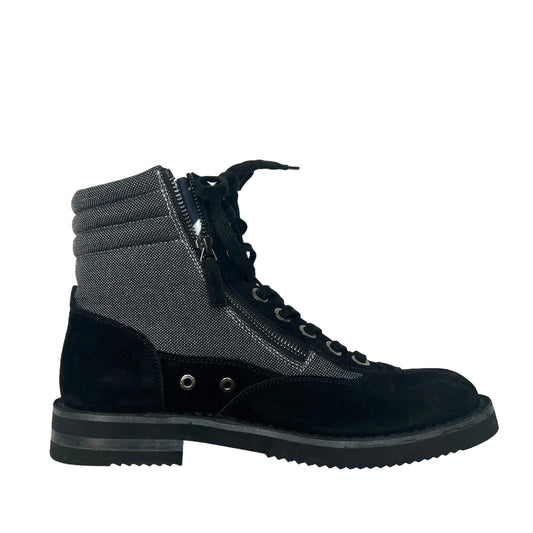 Black Suede & Canvas Boots - 10