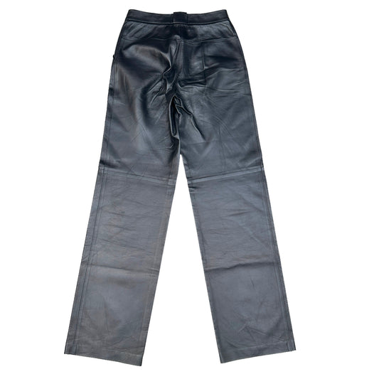 Dark Blue Leather Pants - S/M
