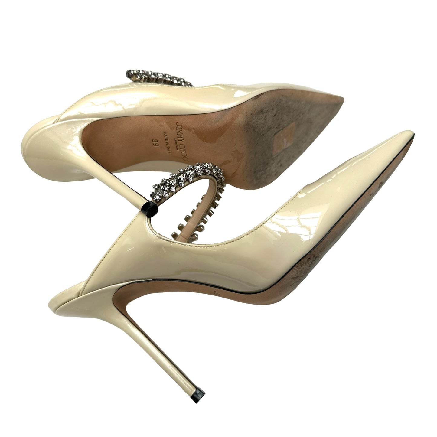 Patent Leather Mules with Crystal Strap - 9