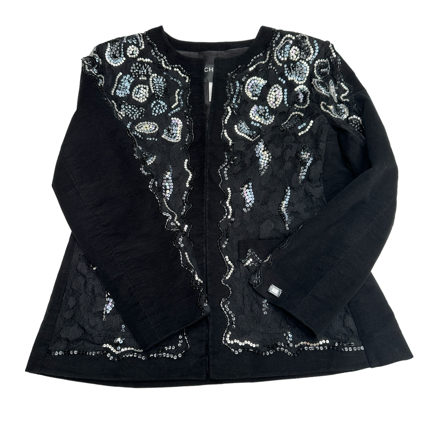 Black Sequins & Lace Blazer - M