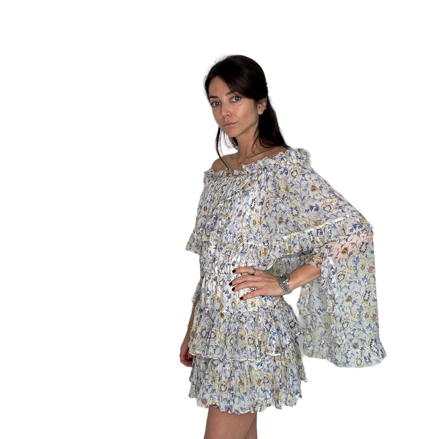Blue Flower Print Dress - XS