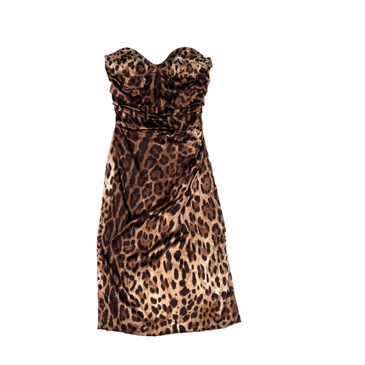 Leopard. Silk Bustier Dress - S