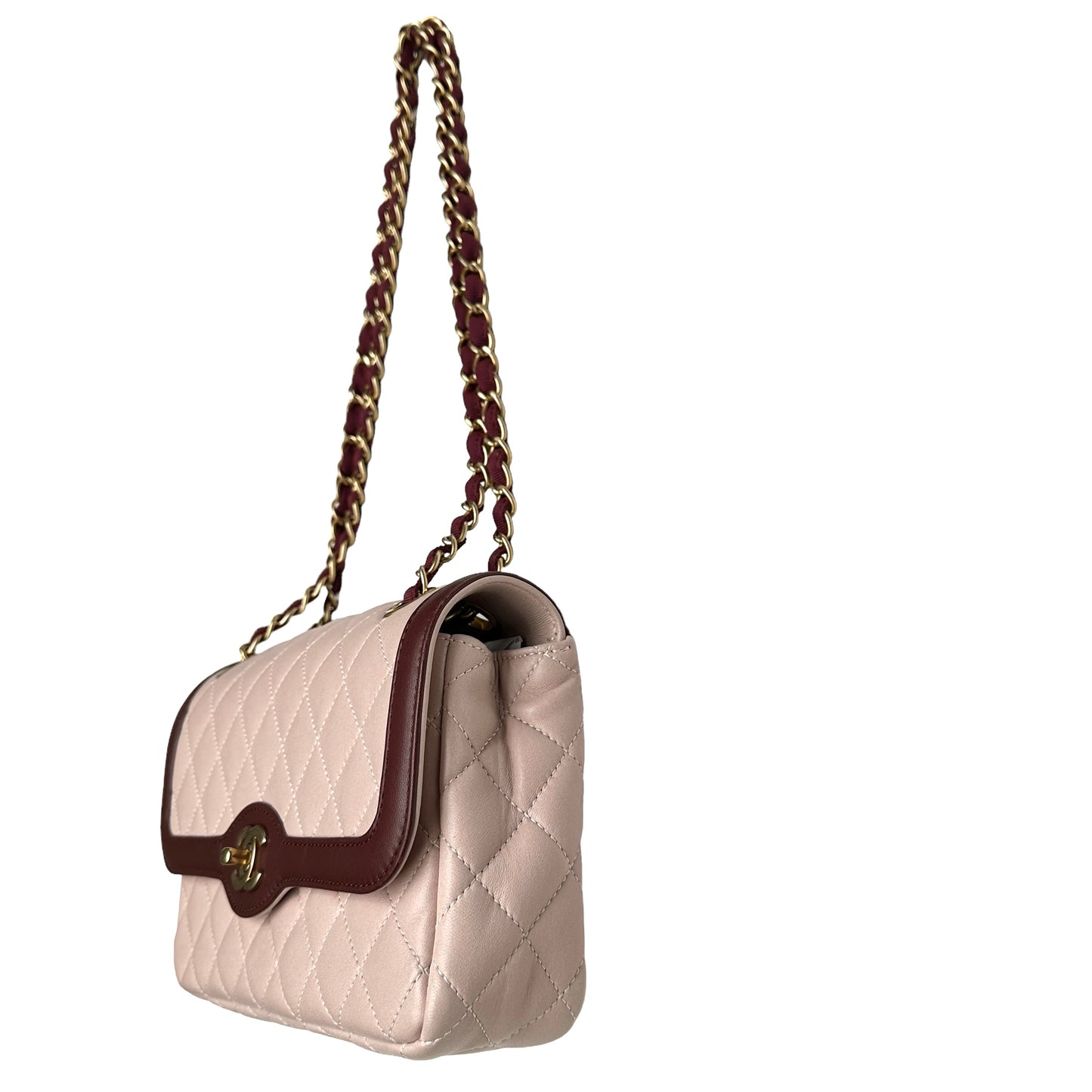 Pink and Burgundy Mademoiselle Flap Bag