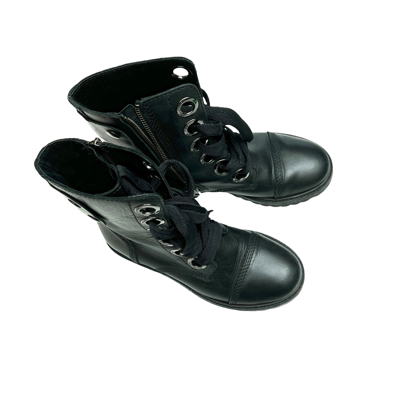 Black Combat Leather Boots - 7