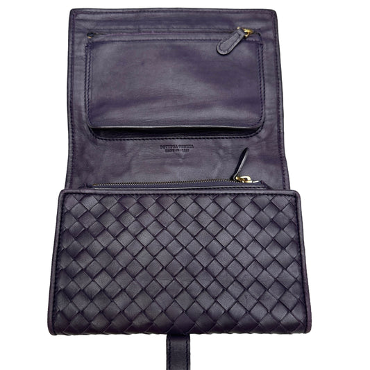 Purple Intrecciato Leather Jewelry Pouch