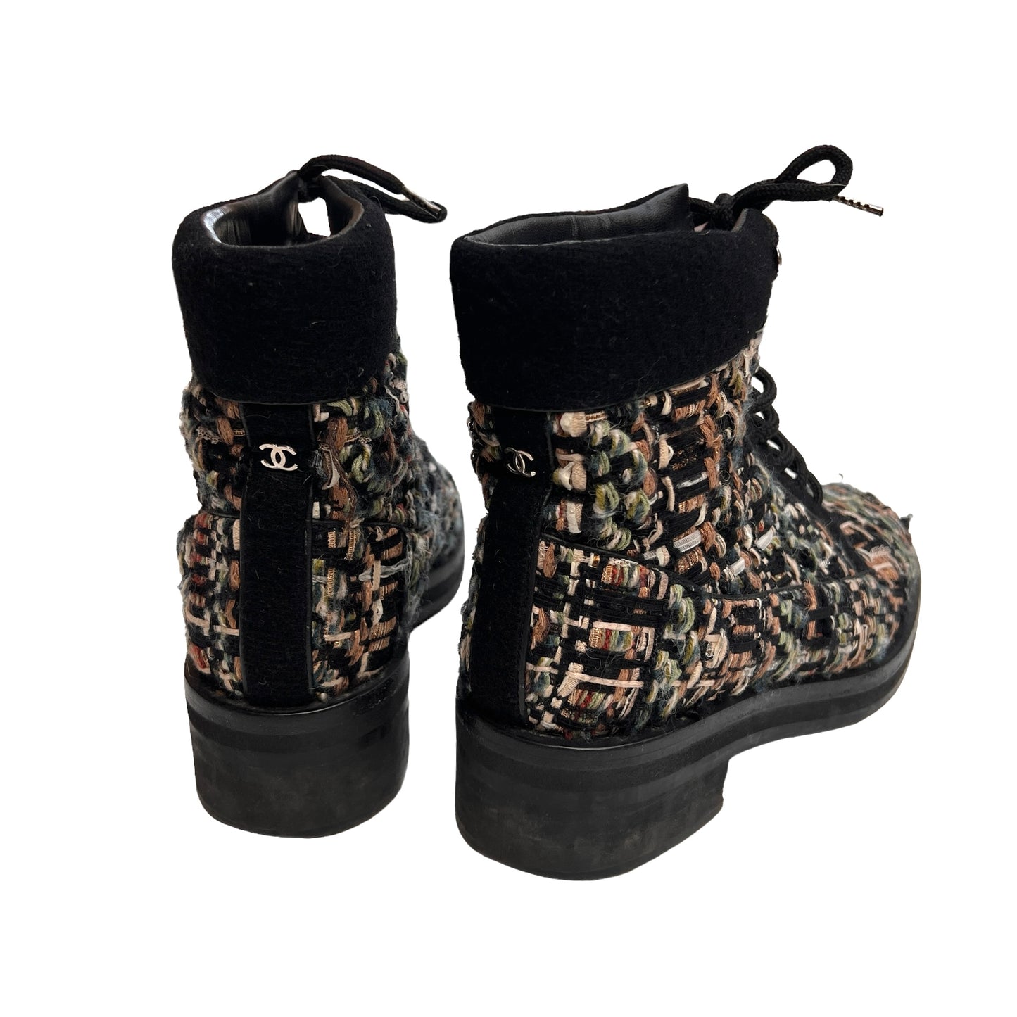 Black & Brown Tweed Boots - 7.5