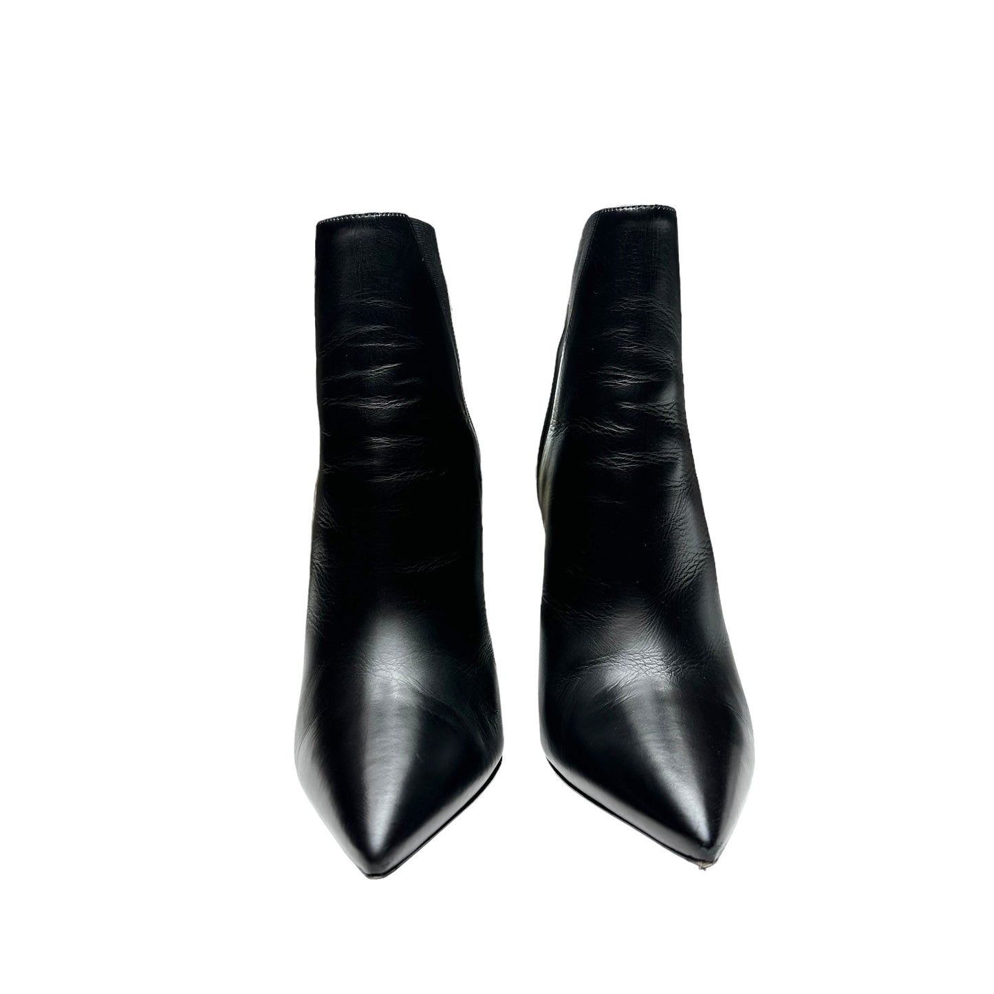 Black Leather Heeled Boots - 9