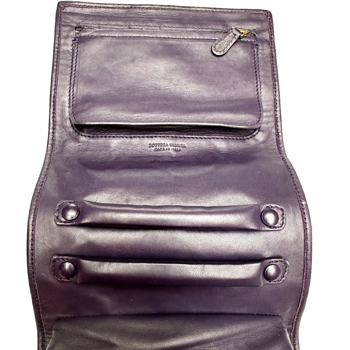 Purple Intrecciato Leather Jewelry Pouch