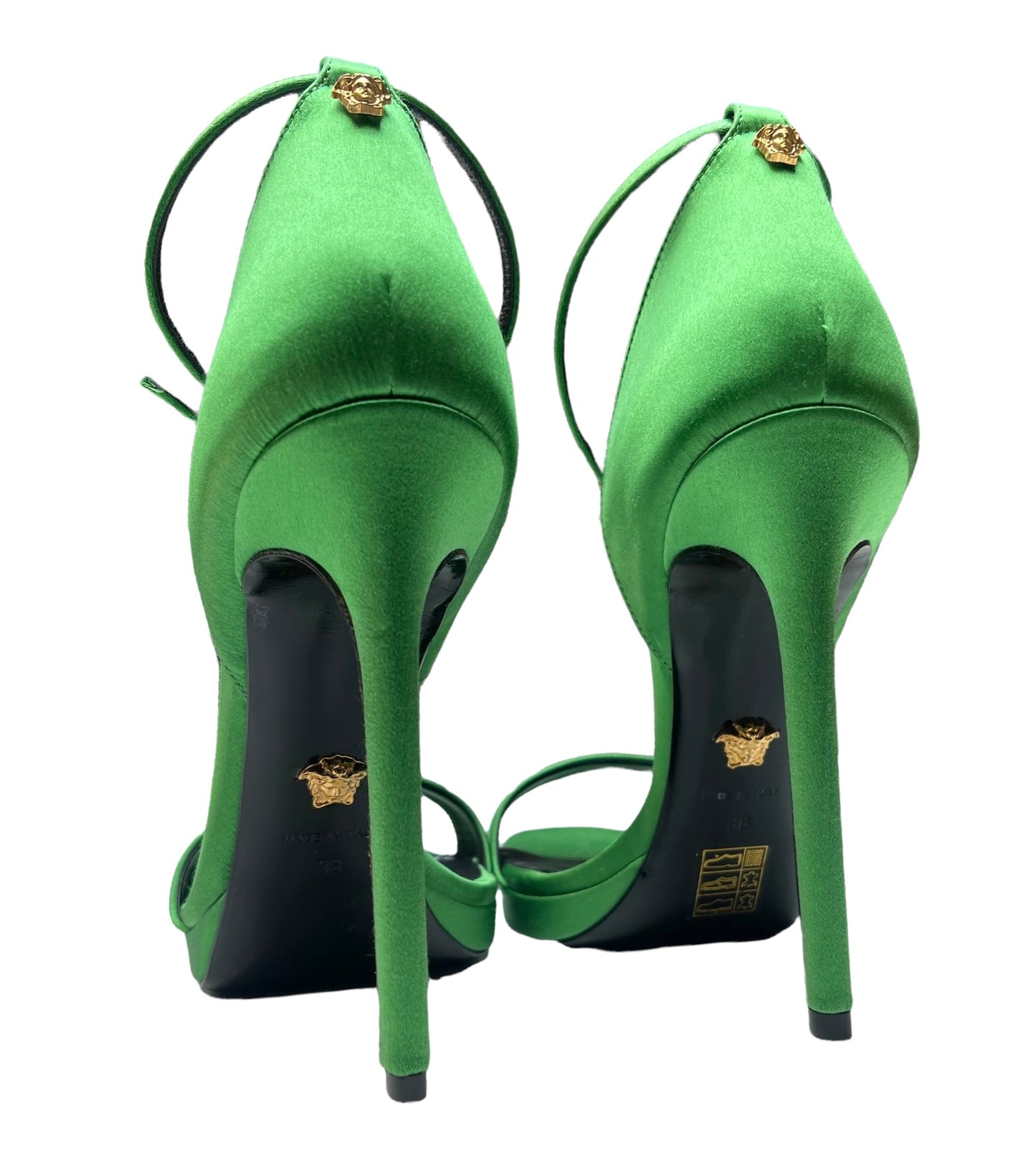 Green Satin High Heels - 9