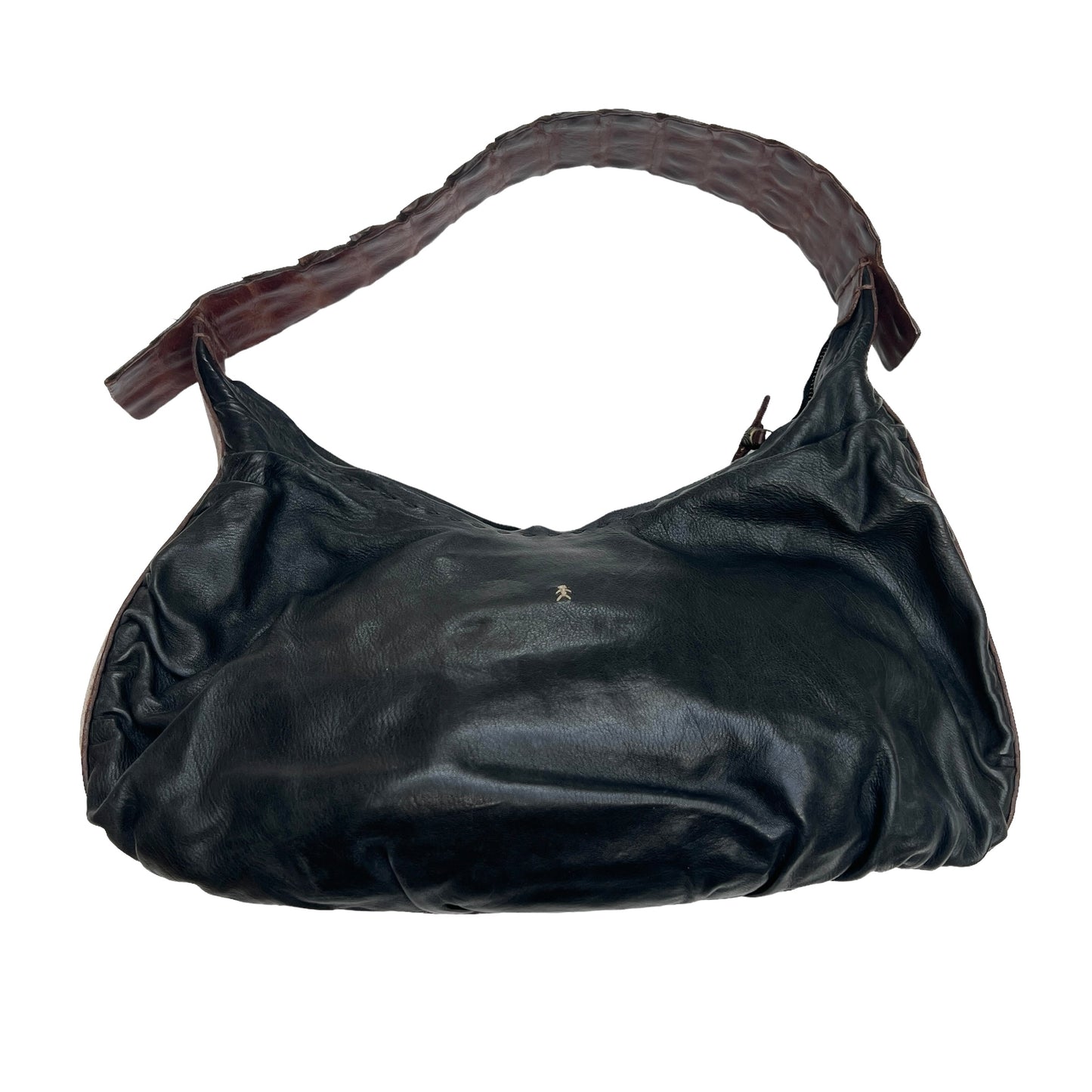Black Hobo Bag with Aligator Handle