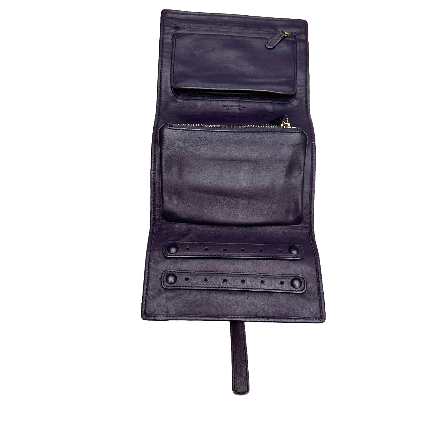Purple Intrecciato Leather Jewelry Pouch
